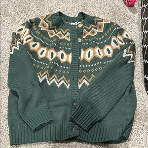 Maurices Forest Green Geometric Cardigan